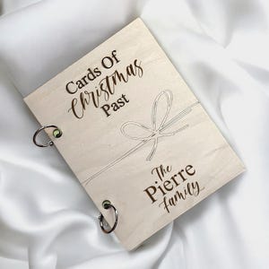 Porte-cartes de famille gravé, Cartes de Noël souvenir passé, Support de cartes des fêtes, Personnalisation d'album de cartes de Noël, Classeur de cartes