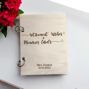 Reliure personnalisée pour cartes de départ à la retraite d'enseignant, porte-cartes en bois, livre de souvenirs pour enseignant sortant, idée cadeau personnalisée pour enseignant