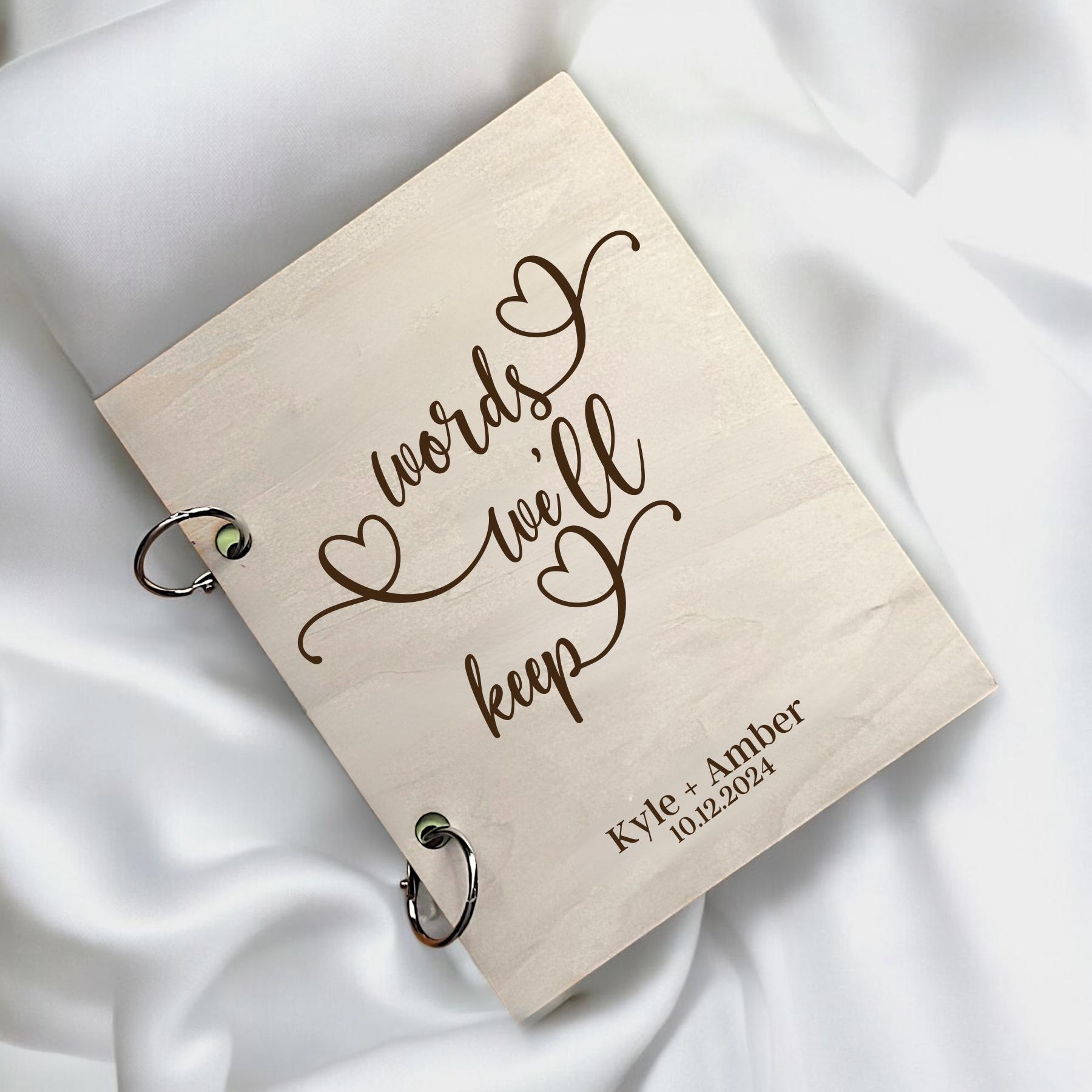 wedding card binder Personalized Album With Ocean Blue Vegan Leather Keepsake Storage Wedding Gift for the Couple Heirloom Archival Custom and honeymoon plans Personalized Wooden Wedding Card Binder: