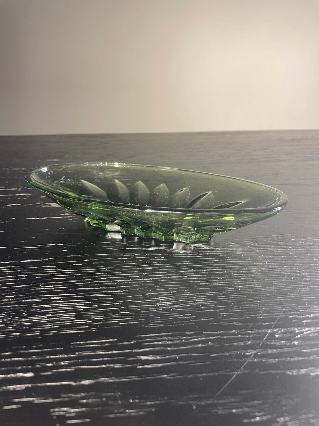 Round Green Glass Butter Dish Bottom Only Etsy