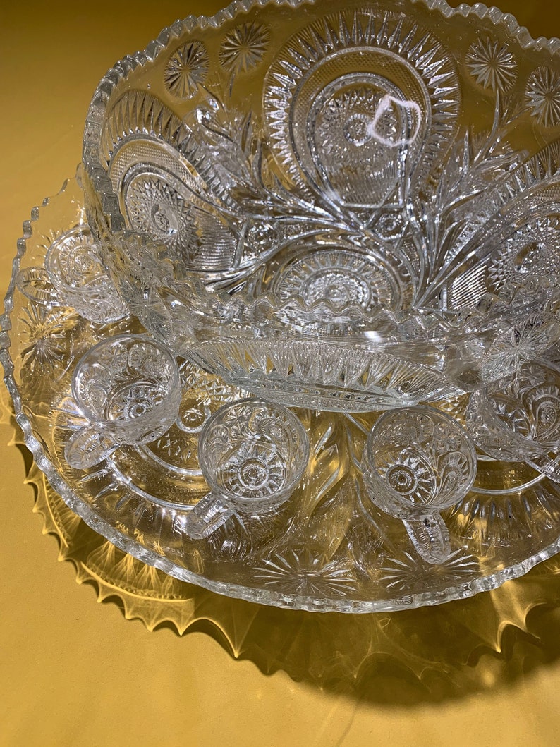 EAPG L.E. Smith 40's Vintage Glass Punch Bowl Cups and Etsy