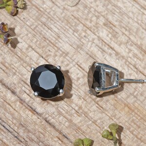 7.60 ctw Natural Thai Black Spinel Earrings in Sterling Silver,Natural Spinel Earrings,925Silver Earrings,Black Spinel Earrings,Gift For Her