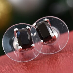 0.74 ctw Elite Shungite Stud Earrings in Platinum Over Sterling Silver,925 Silver Earrings,Natural Shungite,Stud Earrings,Gift For Her