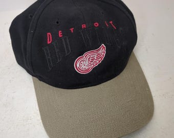Gorra vintage Detroit Red Wings Strapback de los 90 Twins Enterprise NHL Negra Beige Talla única