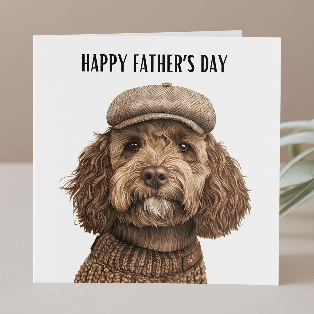 Cockapoo in Flat Cap Father's Day Card, Card From the Dog, Card for Dad ...