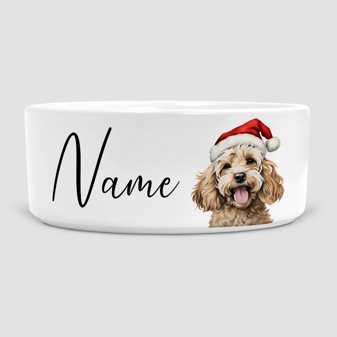 Cockapoo Christmas Dog Bowl Personalise Dog's Name Dog Etsy UK