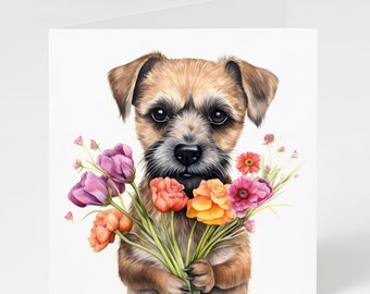 Border Terrier card, birthday card, Border Terrier card, Border Terrier Mum