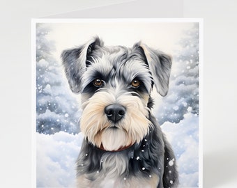 Schnauzer Christmas Cards pack of 5, Cute Dog Xmas Cards, Miniature Schnauzer, Standard Schnauzer, Dog lover card