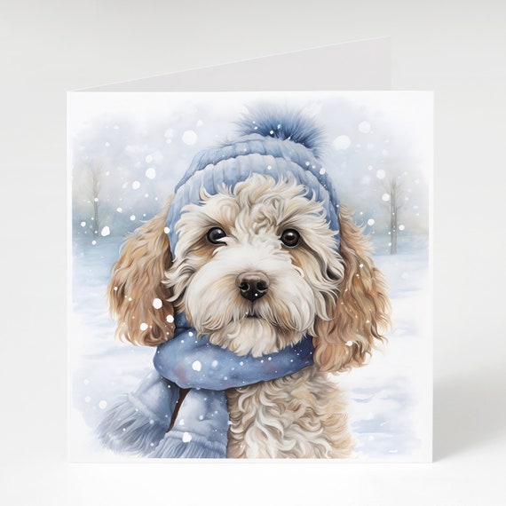 Pack of 5 Cockapoo Christmas Cards, Cute Dog Xmas Cards, Perfect for cockapoo lovers, 300gsm card