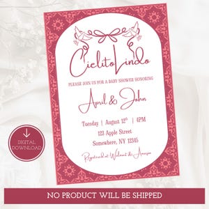 Pink Cielito Lindo Baby Shower Invitation, Girls Pink Mexican Baby Shower Invitation, Papel Picado Invite, Pink Talavera, Editable Template