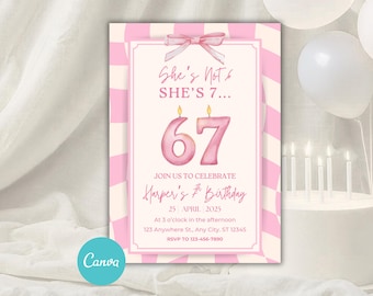 Six Seven Birthday Invitation, 67 Birthday Party, Six Seven Birthday Girls 7th Birthday Invitation, Trendy 7th Birthday, Six Seven Meme