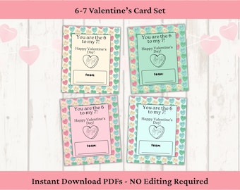 67 Valentine's Day Cards, Printable Six Seven Classroom Valentines Day Cards, Kids Valentine Day Card Set, Girls and Boys Valentine's Card
