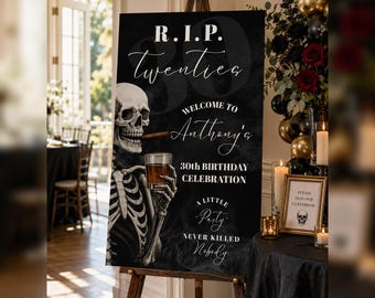 RIP 20s Welcome Sign, Death To His Youth, Men's 30th Birthday, RIP Youth, Death to his 20s Party Sign, Men's 30th Death to Youth Party, m20s