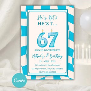 Six Seven Birthday Invitation, 67 Birthday Party, Six Seven Birthday Boys 7th Birthday Invitation, Trendy 7th Birthday, Six Seven Meme