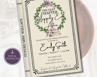 Book Themed Bridal Shower Invite, New Chapter Bridal Shower Invitation, Literary Girl Wedding Shower, Happily Ever After Wedding, Book Party