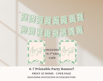 Six Seven Birthday Banner, 67 Birthday Party Decorations, 6-7 Boys 7th Green Birthday, Trendy 7th Birthday Party Banner, Six Seven Meme