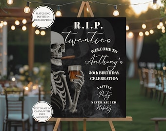 RIP 20s Welcome Sign, Death To His Youth, Men's 30th Birthday, RIP Youth, Death to his 20s Party Sign, Men's 30th Death to Youth Party, m20s