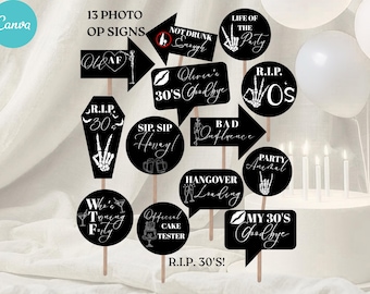 RIP 30's Party Decor, Death To My 30s Photo Booth, 40th Birthday Party Op Templates, R.I.P. To My Youth, Death To My Thirties, 40th Birthday