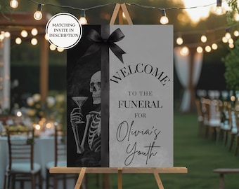 RIP 20s Welcome Sign, Death To My Youth Halloween Banner, Spooky 30th Birthday Party Sign, Gothic Funeral Birthday Sign, Canva Template