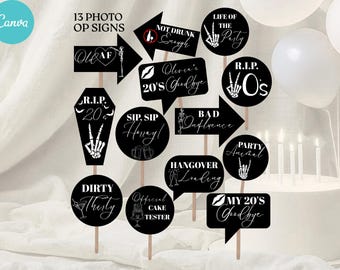 RIP 20s Photo Booth Props, Death To My Youth Party Decor, 30th Birthday Party Op Templates, R.I.P. To My Youth, Death To My Twenties