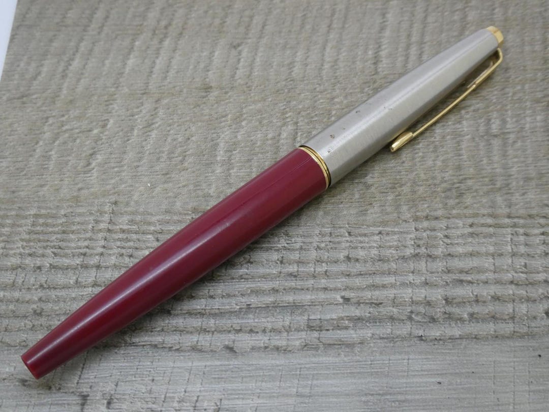 Vintage Parker 45 Fountain Burgundy & Steel Cap Gold Clip ,made in ...