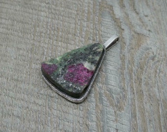 Vintage silver 835 modernist ruby-zoisite contemporary handmade pendant