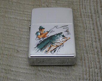 Vintage zippo-aansteker "Fisherman" in doos, zeldzame jaren 2002 REF: 250 (ongebruikt)