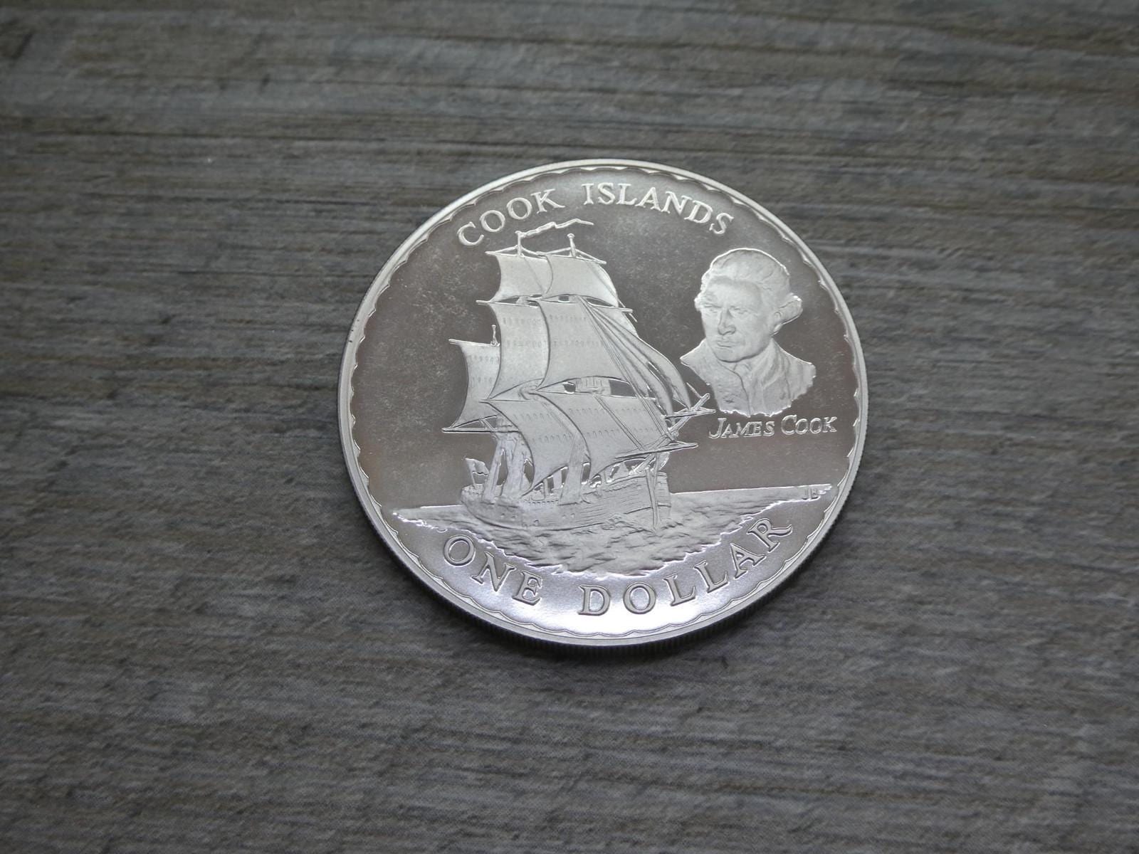 1970 New Zealand Captain James Cook Cook Islands Proof One Dollar