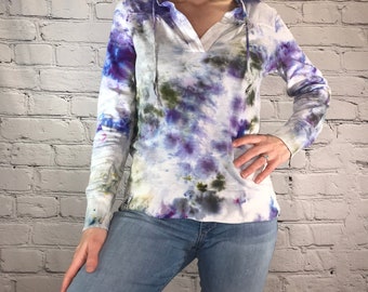 My Blue Heaven Ice Dye V-Neck Shirt Large