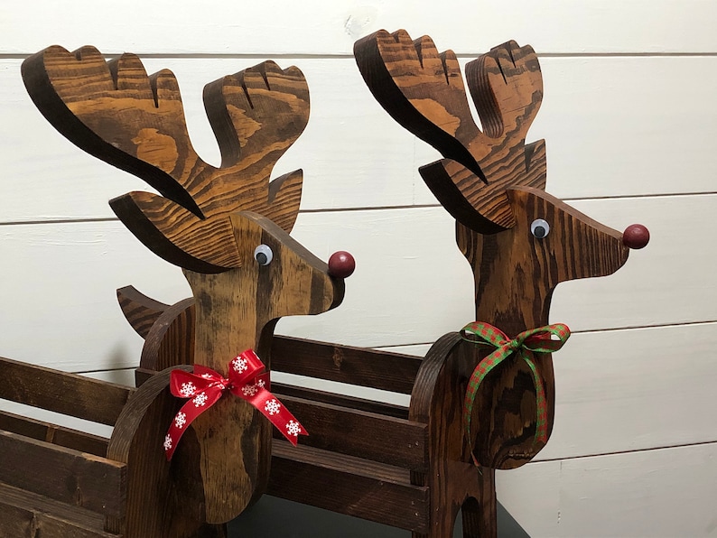 Handmade Wooden Reindeer Planter for Christmas Poinsettia or | Etsy