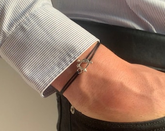 Bracelet GIANNI, fermoir en argent 925, Bracelet mixte sur cordon