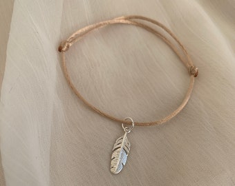 KANOA bracelet, Bracelet on cord, 925 silver feather