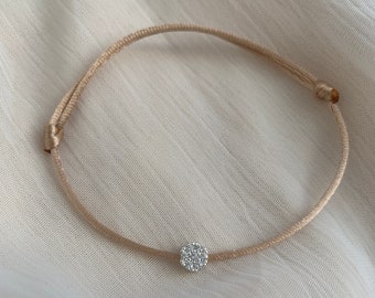 Bracelet ROSA, bracelet sur cordon, zircon argent 925