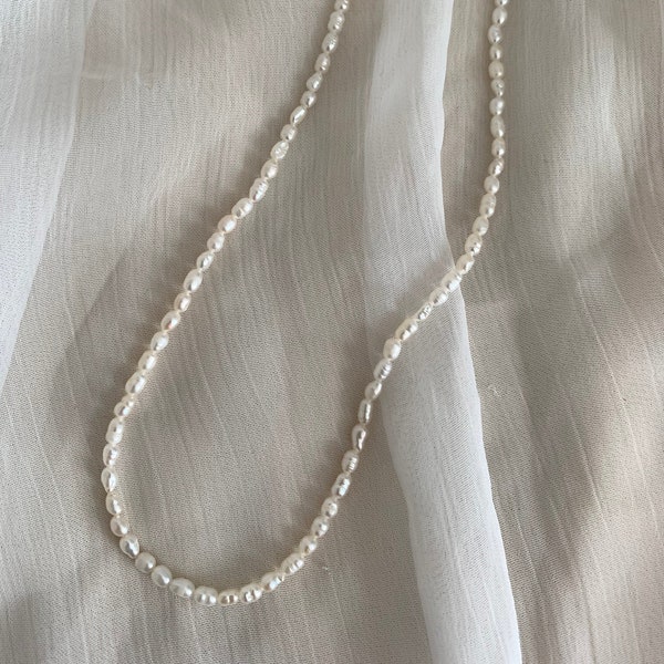 Collier MOANA, collier en véritable perle d'eau douce, fermoir en argent