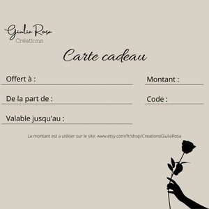 Carte cadeau Créations Giulia Rosa, bijoux sur cordon, pochettes, bracelets homme femme et enfant