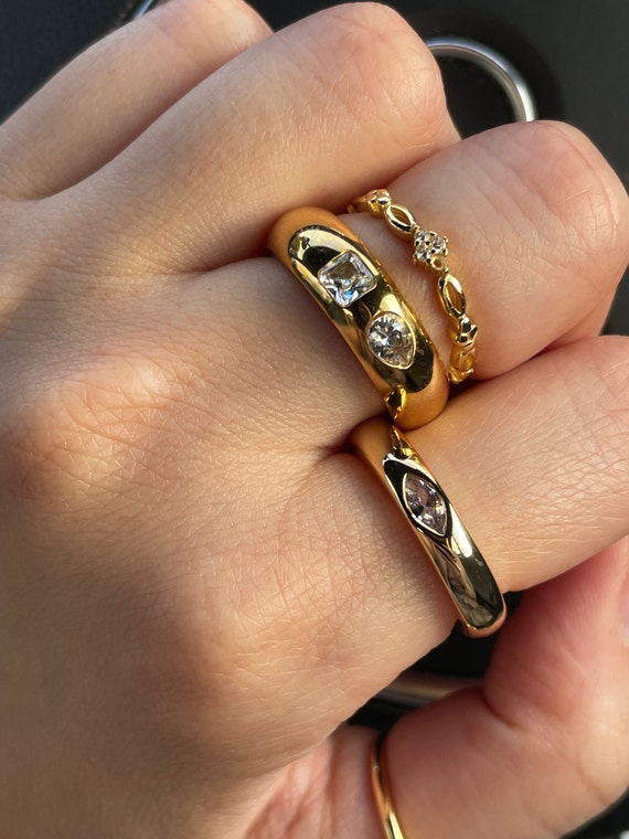 18 karat gold on sale cubic zirconia ring