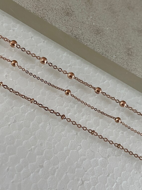 Gold Necklace for Woman Gold Satellite Chain 18K Gold Chain Gold Beaded Chain Gold Ball Chain Minimalist Necklace Woman's Jewellery Gift