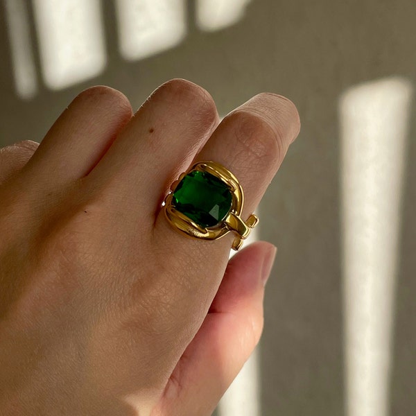 Green Stone Ring Etsy UK