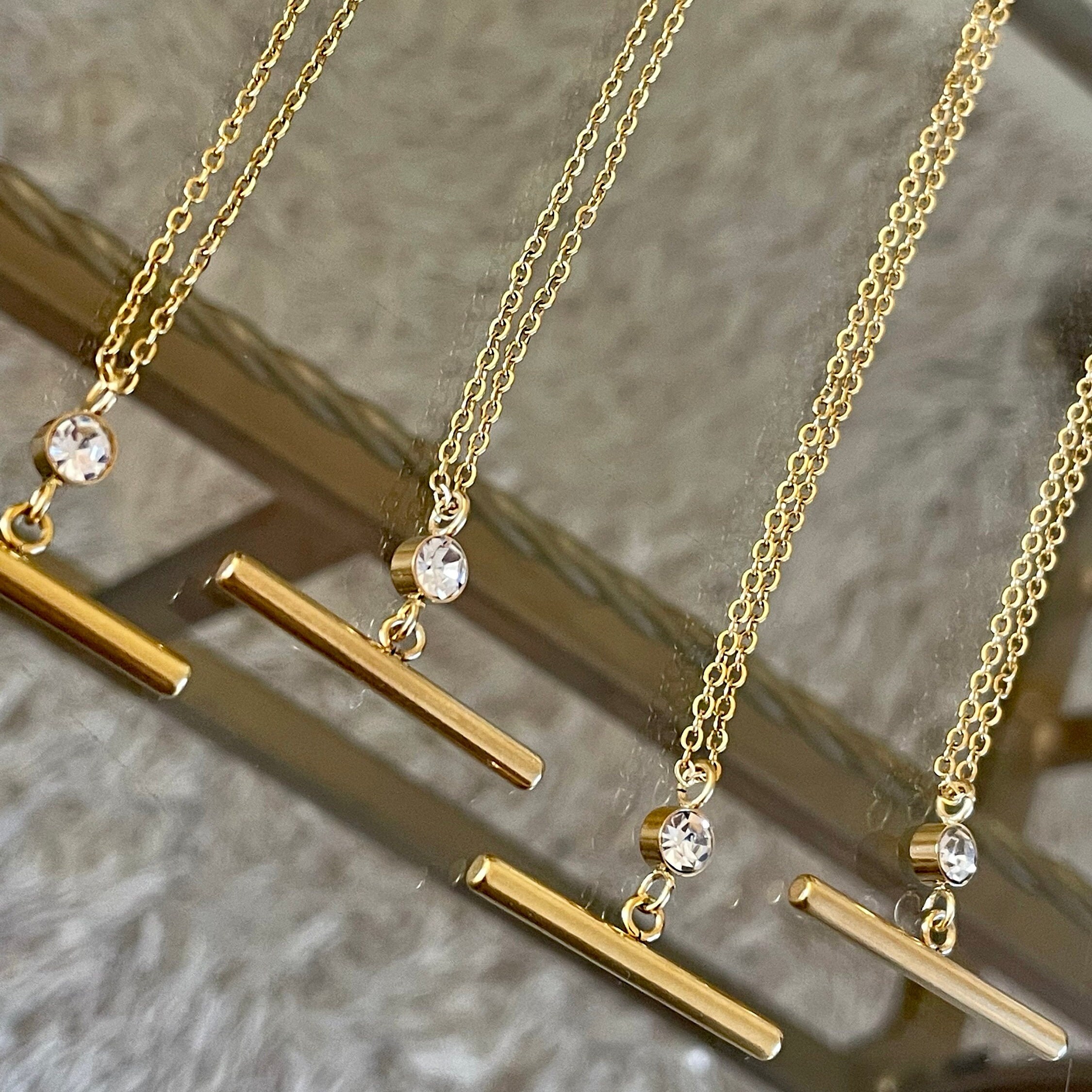 Bar Necklace Gold Necklace Stacking 