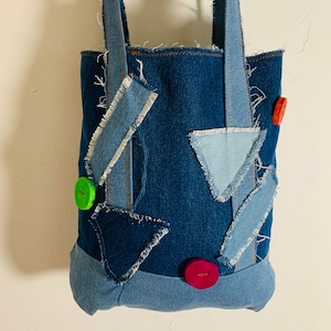 Denim Bag/Denim Patch Bag/Denim Tote Bag/Fashion Denim Bag/Fashion Tote Bag/Eco Friendly Bag