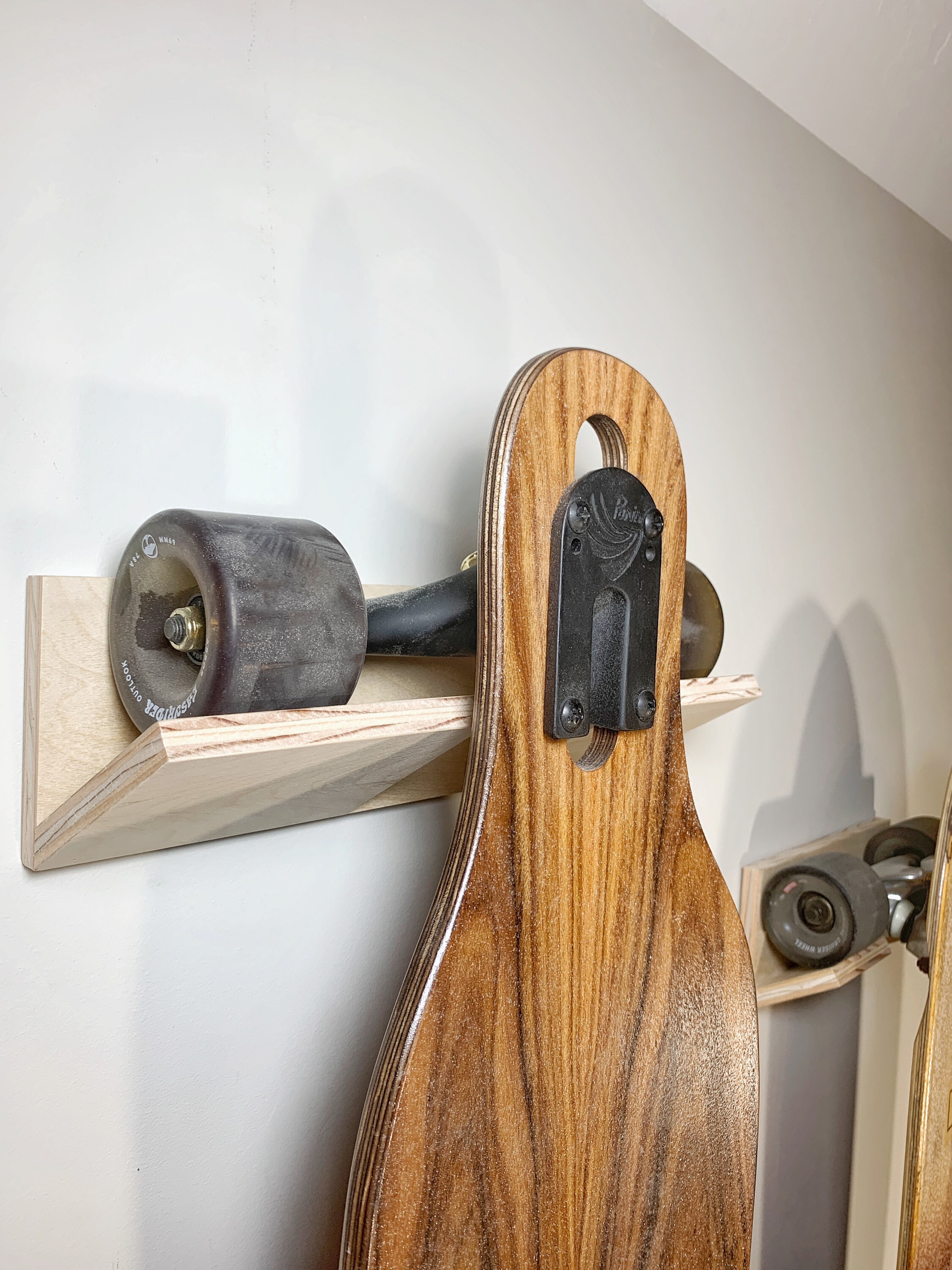Skateboard and Longboard Hanger storage Natural Hardwood Etsy