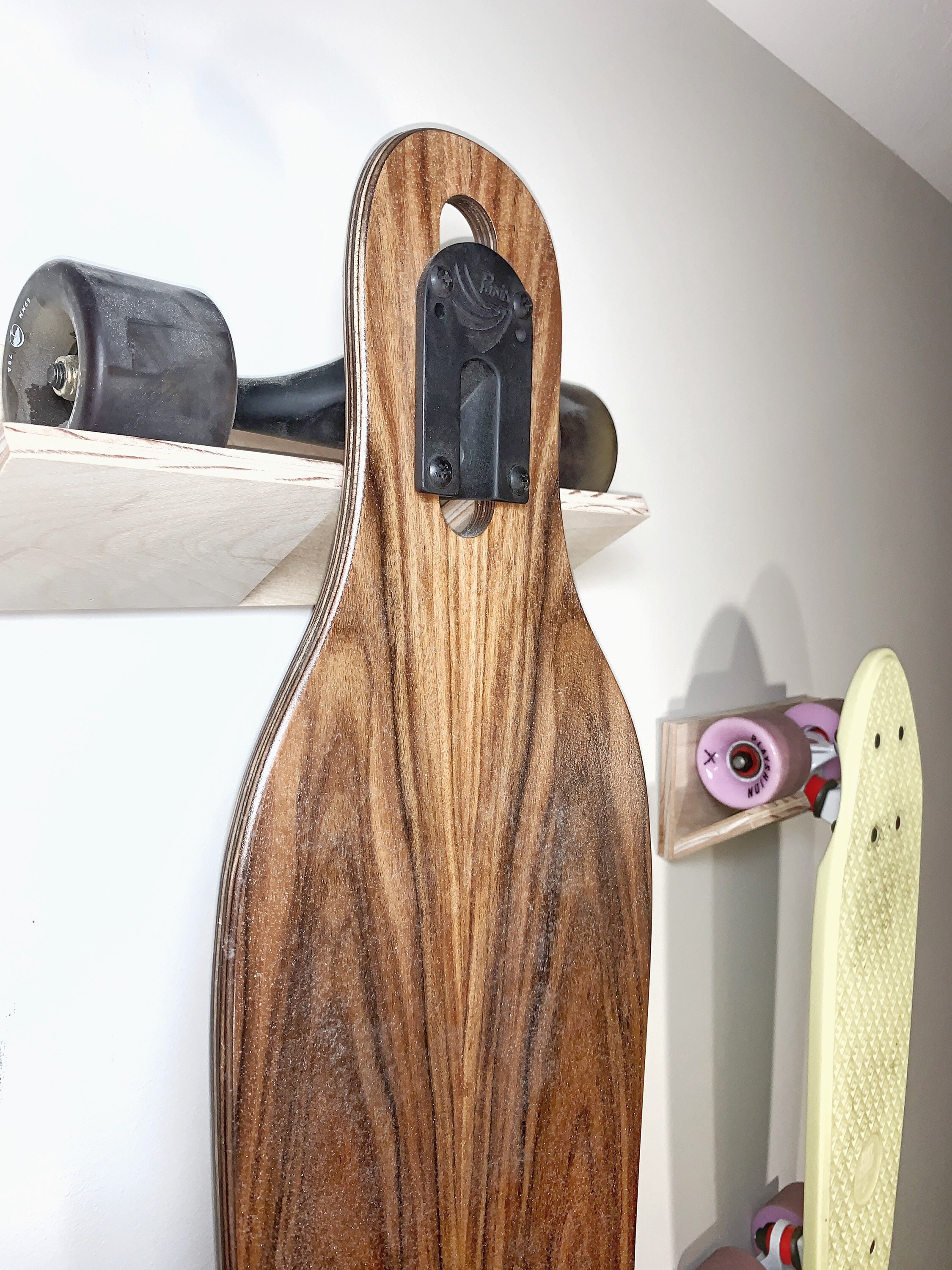 Skateboard and Longboard Hanger storage Natural Hardwood Etsy