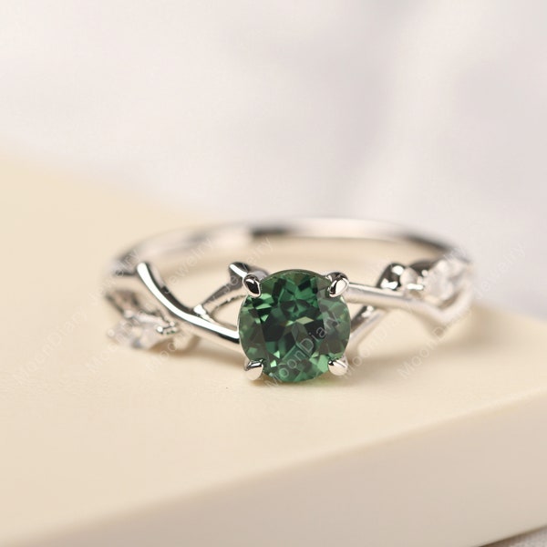 Green Sapphire Engagement Ring - Etsy
