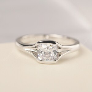 Cubic zirconia wedding ring cushion cut cz solitaire ring unique anniversary gifts for her