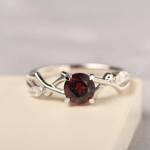 Red garnet January birthstone twig ring branch wedding ring anniversary gifts for her