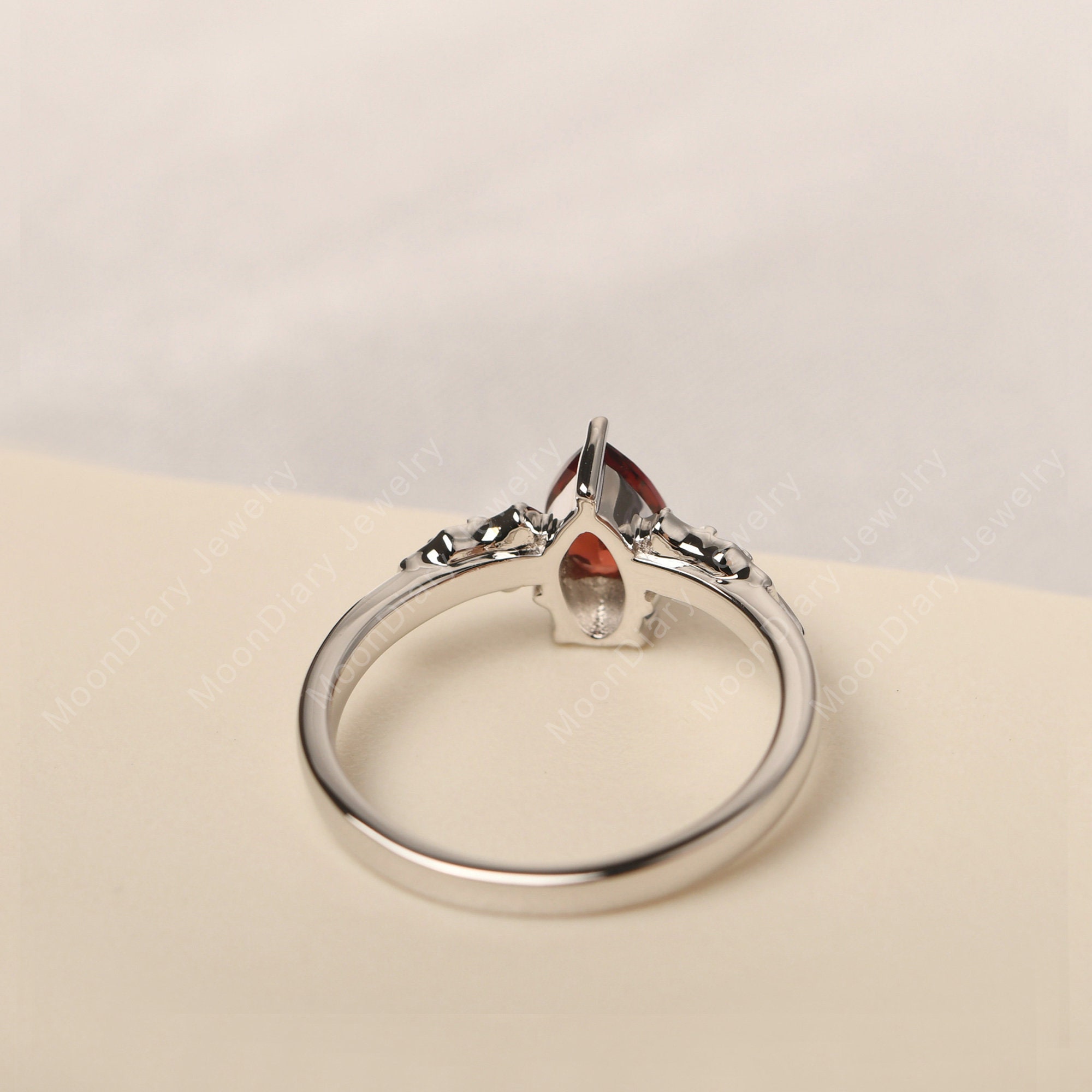 Vampire Bat Ring Real Garnet Ring Pear Cut 14k White Gold - Etsy