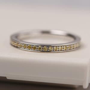 Simple citrine wedding bands stacking ring round cut November birthstone eternity stackable ring