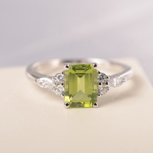 Peridot Engagement Ring Sterling Silver August Birthstone - Etsy