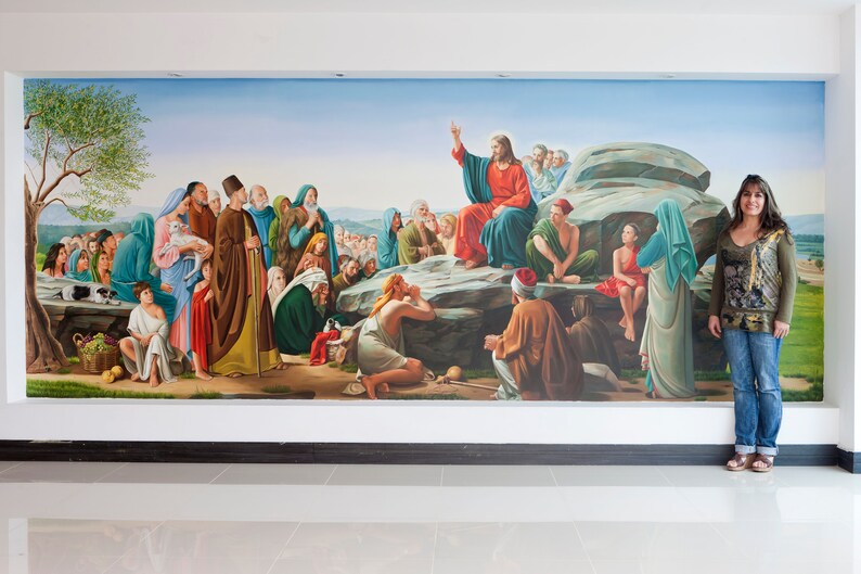 The Sermon on the Mount Panoramic Canvas Print - Etsy