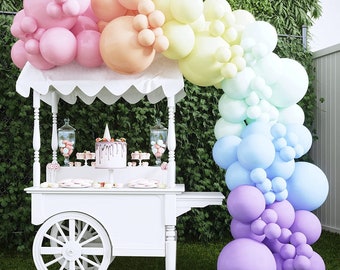 Pastel Rainbow Balloon Arch Kit | Macaron Balloon Garland for Pastel Birthday, Ice Cream, Unicorn Party Decoration